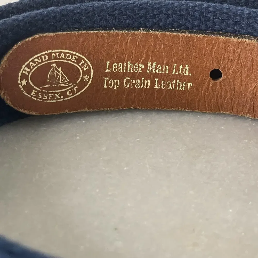 Leather Man Ltd. Black Lab Dog Fabric & Leather Belt VTG Men Sz 48” Preppy